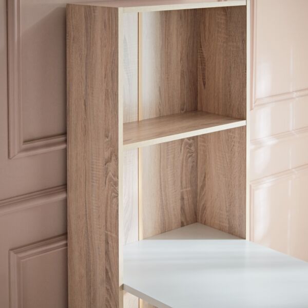 مكتب دراسة طويل بسطح ميلامين مع خزانة كتب من أكسفورد