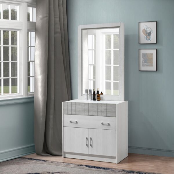 طاولة تزيين صغيرة ببابين ودرجين مع مرآة من ليفربول