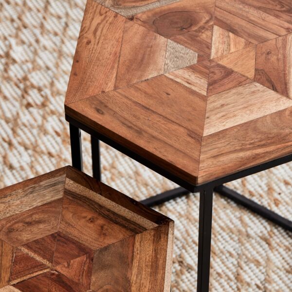 طقم طاولات جانبية متداخلة قطعتين من شيفرون