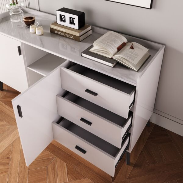 خزانة جانبية بسطح من الحجر الملبد ببابين و3 أدراج من مارويلا