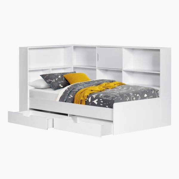 سرير فردي برف تخزين ولوح رأسي مع درجين من فانيلا - 90x200 سم