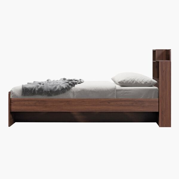 سرير فردي بلوح رأسي ومساحة تخزين من فانيلا - 90x190 سم