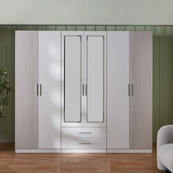 دولاب ملابس 6 أبواب بدرجين ومرآتين من فييستا