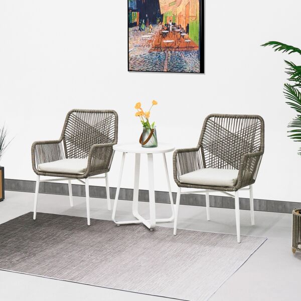 طقم شرفة خارجي بمقعدين مع وسائد من فريسكا