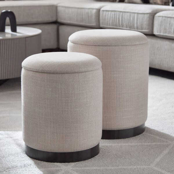 مقعد ومسند قدم قماش بمساحة تخزين من تريبيكا - طقم من قطعتين