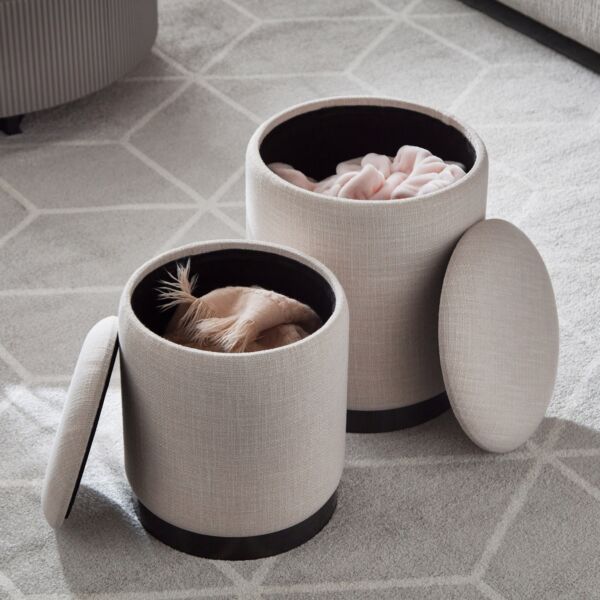 مقعد ومسند قدم قماش بمساحة تخزين من تريبيكا - طقم من قطعتين