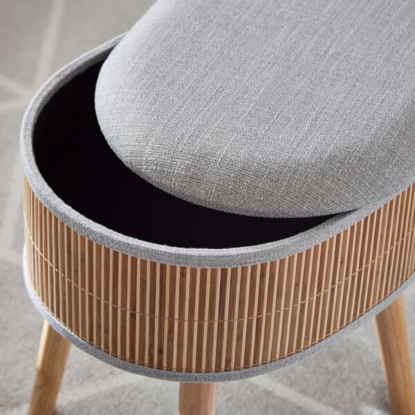 مقعد ومسند قدم بمساحة تخزين نسيج خيزران من نورديكا