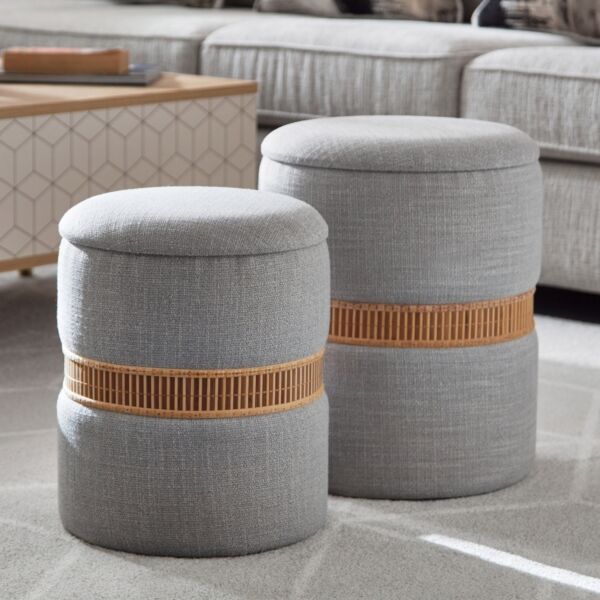 مسند قدم بمساحة تخزين حلقي منسوج من الخيزران من نورديكا - طقم من قطعتين