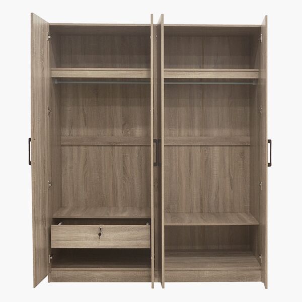 دولاب ملابس 4 أبواب مع مرآة ودرج بقفل من أويسيس كامبريدج