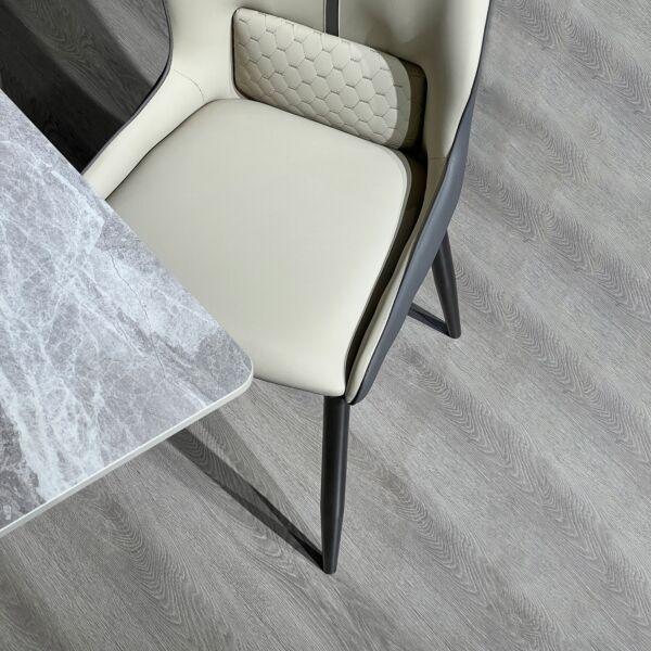 طقم طاولة سفرة و6 مقاعد بسطح حجري متكلس من تيتانيوم