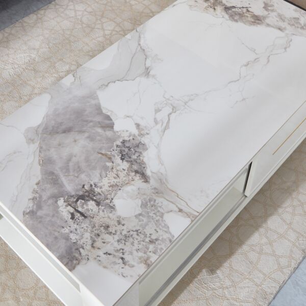 طاولة قهوة بسطح من الحجر الملبد باللؤلؤ