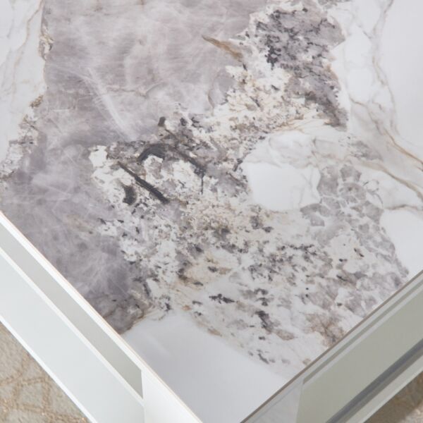 طاولة قهوة بسطح من الحجر الملبد باللؤلؤ