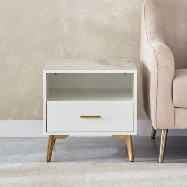 طاولة جانبية بسطح من الحجر الملبد من بيرل