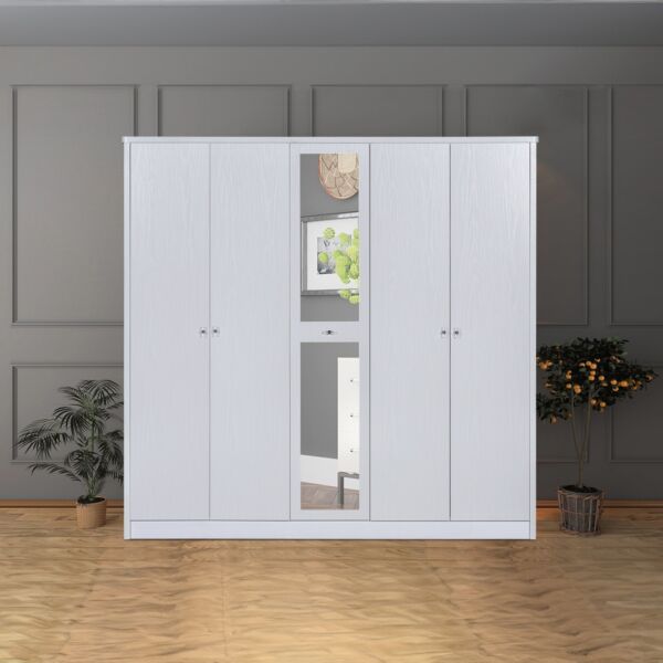 دولاب ملابس 5 أبواب مع مرآة - كورنيل