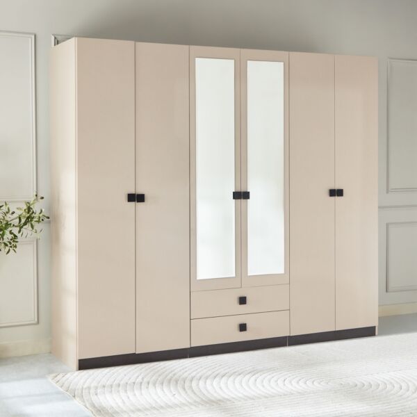 خزانة ملابس 6 أبواب بدرجين ومرآتين - لوكسمبورج