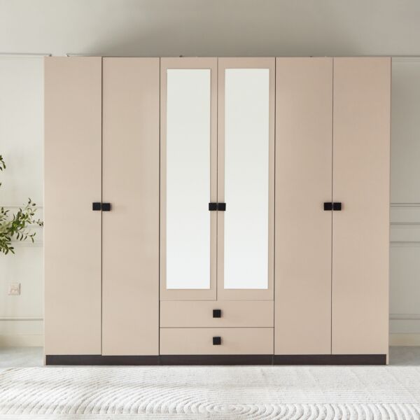 خزانة ملابس 6 أبواب بدرجين ومرآتين - لوكسمبورج