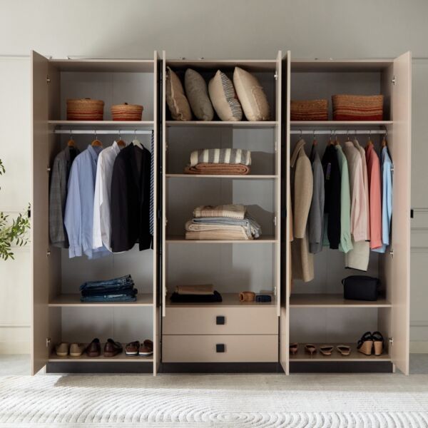 خزانة ملابس 6 أبواب بدرجين ومرآتين - لوكسمبورج