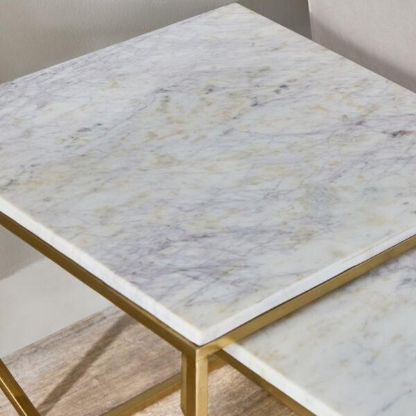 طقم طاولات جانبية متداخلة بسطح رخام - أوتيس