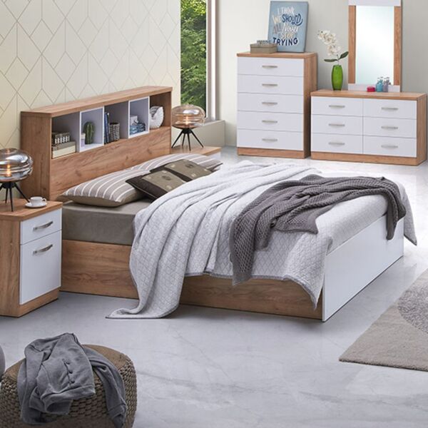 سرير كينج بلوح رأسي بمساحة تخزين من جونو - 180x200 سم