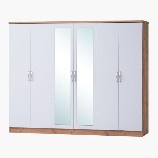 خزانة ملابس 6 أبواب مع مرآتين جونو