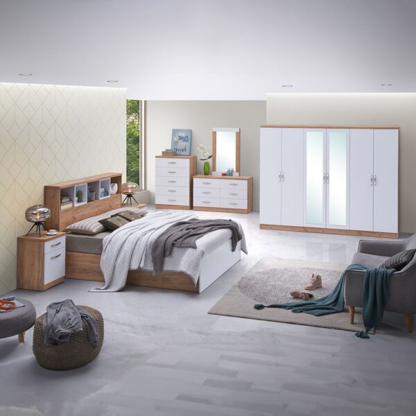 خزانة ملابس 6 أبواب مع مرآتين جونو