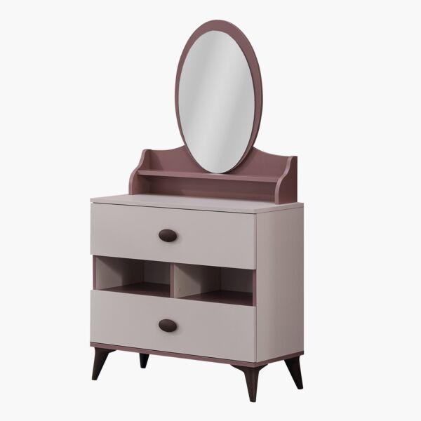 طاولة تزيين بمرآة ودرجين وأرفف مفتوحة - مايبيل