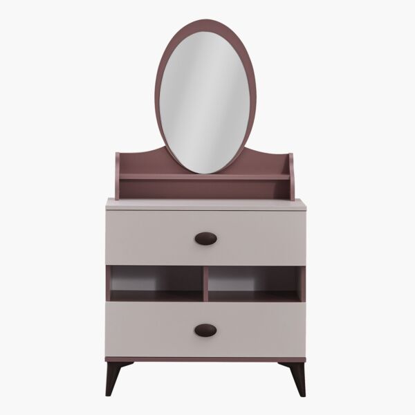 طاولة تزيين بمرآة ودرجين وأرفف مفتوحة - مايبيل