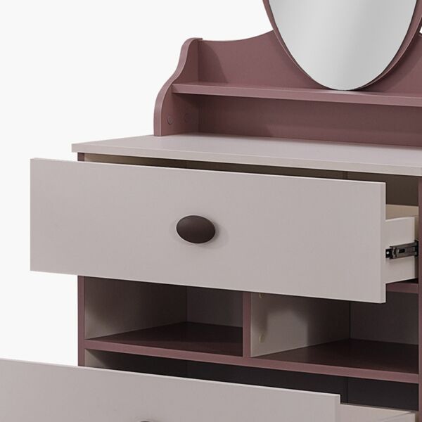 طاولة تزيين بمرآة ودرجين وأرفف مفتوحة - مايبيل