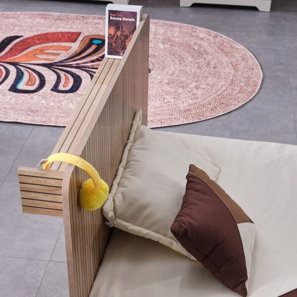 سرير توين ذكي بلوح رأسي بمساحة تخزين من بولو - 120x200 سم