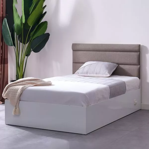 سرير توين ذكي بلوح رأسي منجد من ستار - 120x200 سم