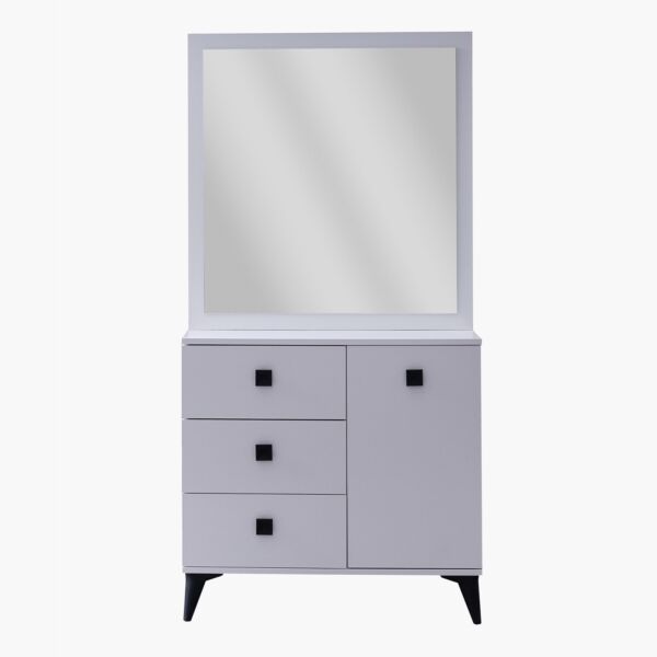 طاولة تزيين 3 أدراج وباب مع مرآة - ستار