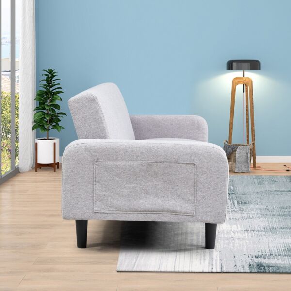 كنبة سرير قماش 3 مقاعد مع جيب جانبي من روما