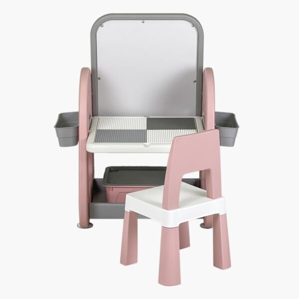 طاولة دراسة مكعبات البناء 4 في 1 مع كرسي وحامل آريس أوسلوي