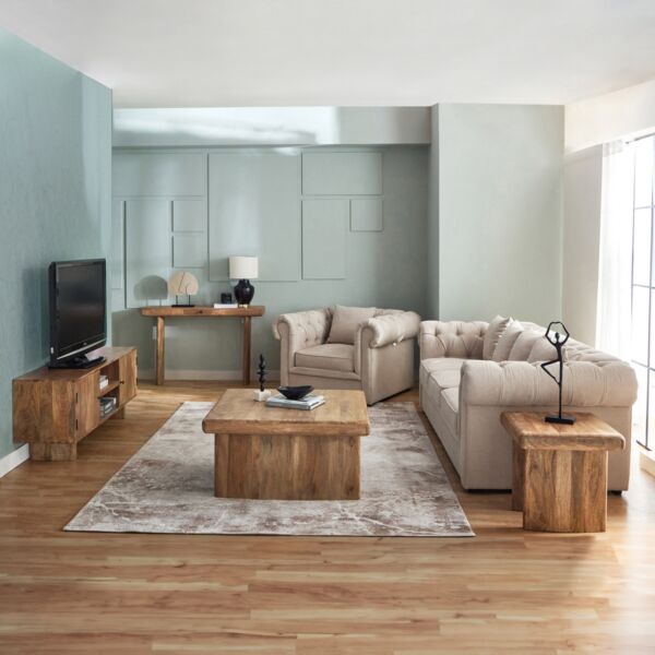 طاولة تلفزيون خشب صلب 65 بوصة كلايتون