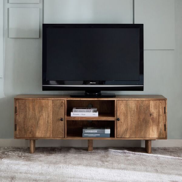 طاولة تلفزيون خشب صلب 65 بوصة كلايتون