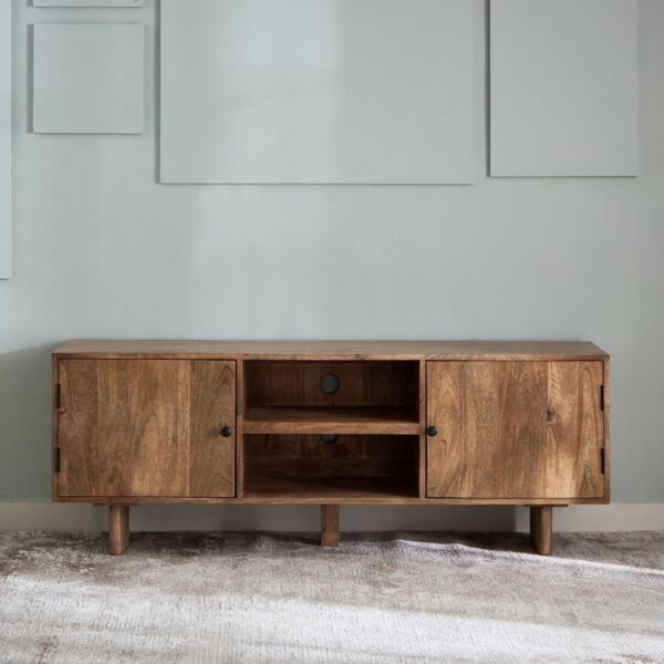 طاولة تلفزيون خشب صلب 65 بوصة كلايتون