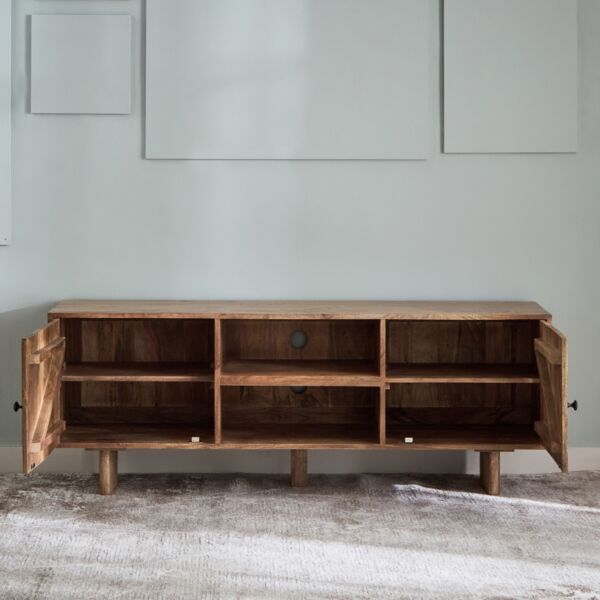 طاولة تلفزيون خشب صلب 65 بوصة كلايتون