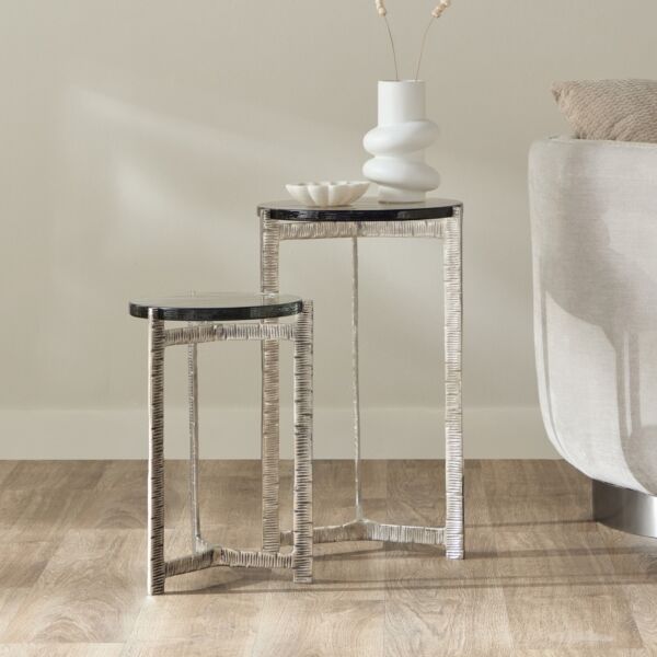 طقم طاولات جانبية سطح زجاج - إلسون