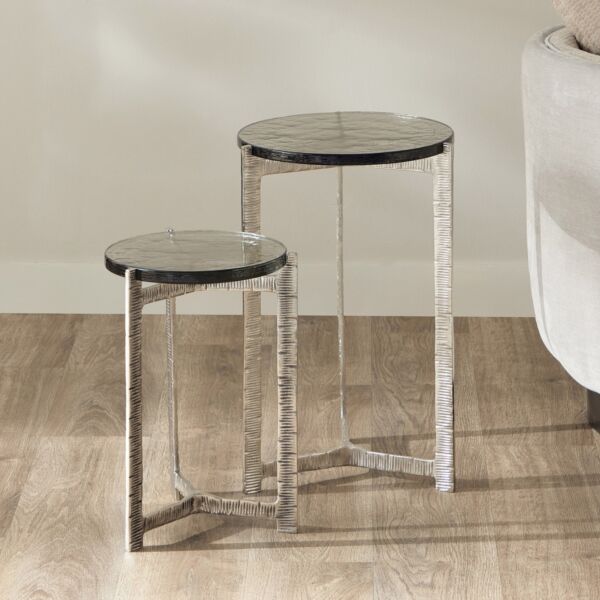 طقم طاولات جانبية سطح زجاج - إلسون