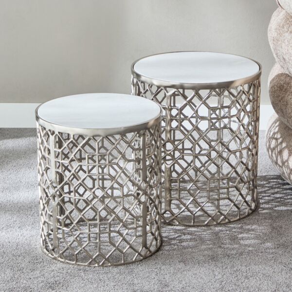 طقم طاولات جانبية بسطح رخامي - تاليثا