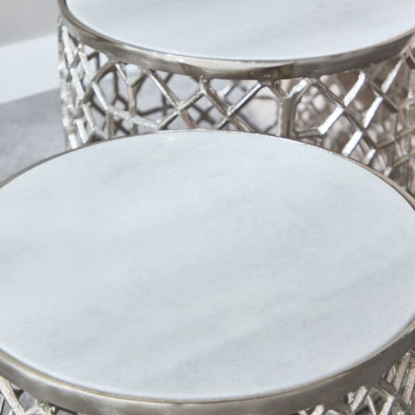 طقم طاولات جانبية بسطح رخامي - تاليثا