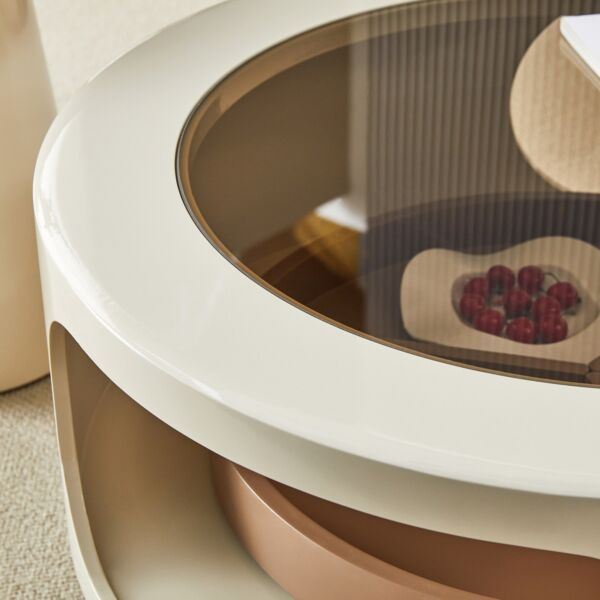 طقم طاولة قهوة بسطح زجاجي دوار من أوسكار