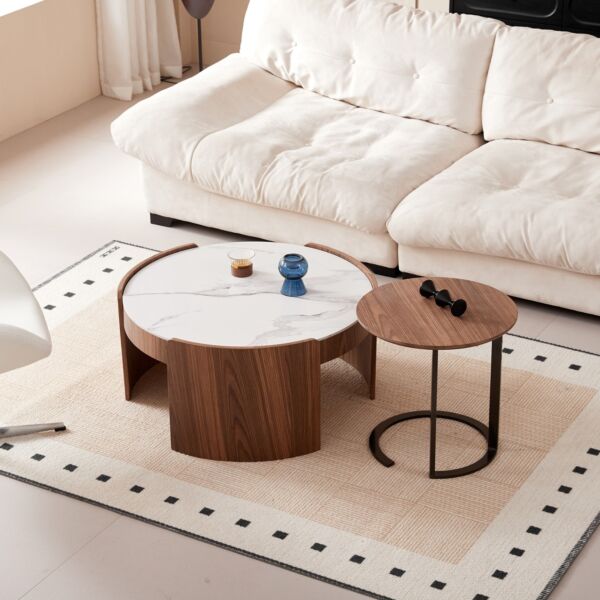 طقم طاولات قهوة من الحجر الملبد قطعتين من أدرينا