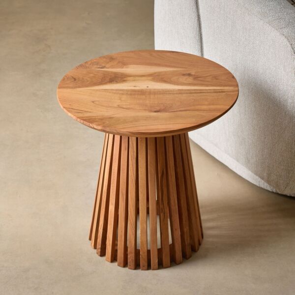 طاولة جانبية مستديرة من الخشب الصلب - دولتشي