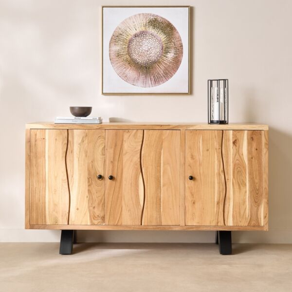 بوفية جانبي من الخشب الصلب بثلاثة أبواب وحواف لايف - أرنو