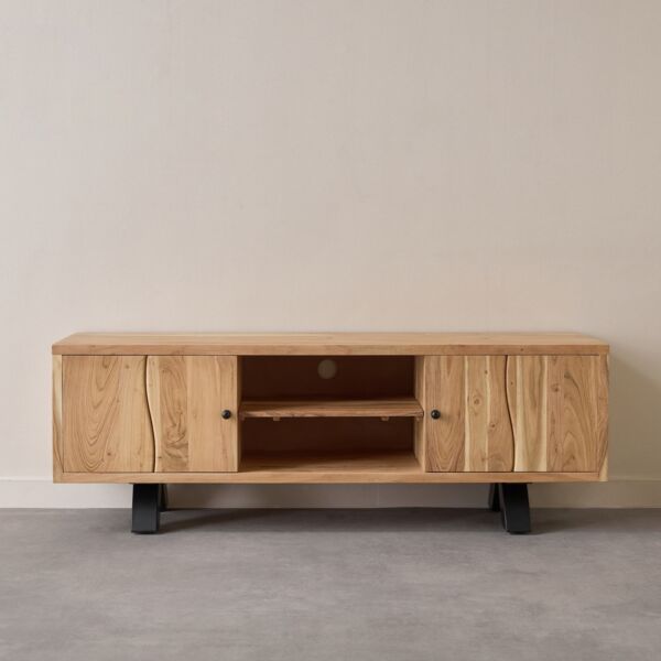 طاولة تلفزيون لايف إيدج ببابين خشب صلب 65 بوصة أرنو