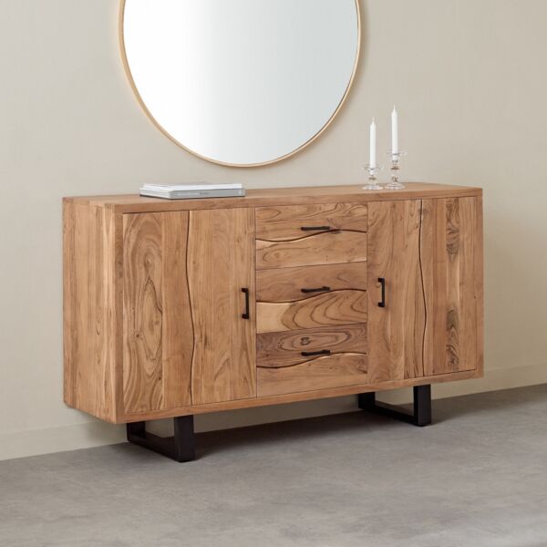 خزانة جانبية من الخشب الصلب ببابين و3 أدراج لايف إيدج من كوستا