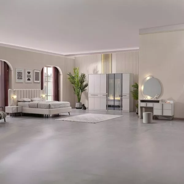 طقم غرفة نوم كينج 6 قطع بسرير هيدروليك من كونراد - 180x200 سم