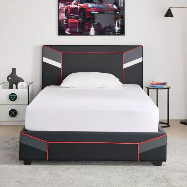 سرير فردي ذكي منجّد بتصميم ألعاب من جيمرز - 90x200 سم