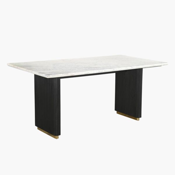 طاولة طعام 6 مقاعد بسطح من الرخام الأبيض من فابيو